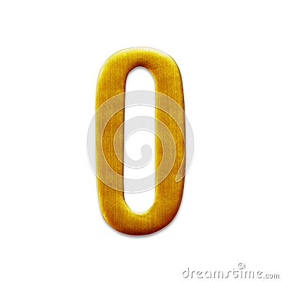 The number zero Golden Arabic isolated on white background. Stock Photo