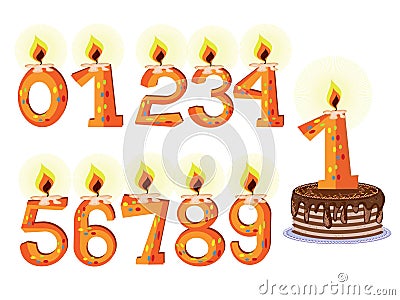 Numbered Birthday Candles Vector Illustration