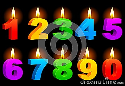 Numbered candles. Vector Illustration