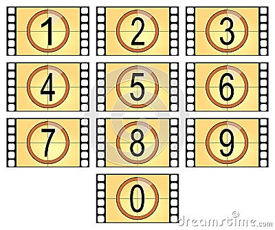 Numbered filmstrips Stock Photo