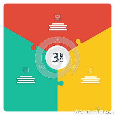 Numbered full page flat rainbow spectrum colored puzzle presentation infographic chart with explanatory text field Vector Illustration