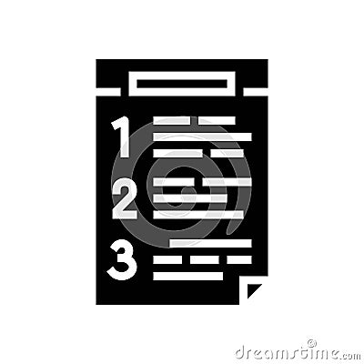 numbered list glyph icon vector illustration Vector Illustration