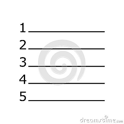 Numbered list icon isolated on white background Vector Illustration