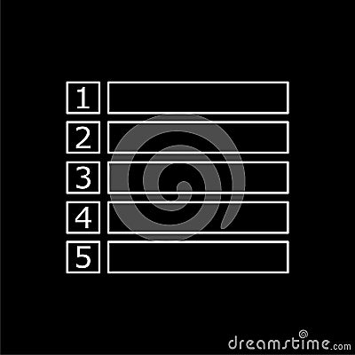 Numbered list line icon isolated on dark background Vector Illustration