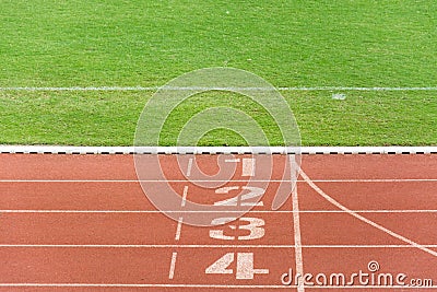Numbered running track , Starting position Stock Photo