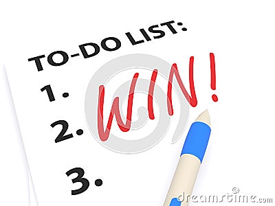 Numbered To Do List with the Word Win Stock Photo