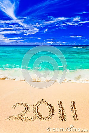 Numbers 2011 on beach Stock Photo