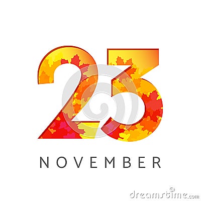 23 numbers autumn logo Vector Illustration