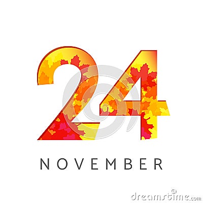 24 numbers autumn logo Vector Illustration