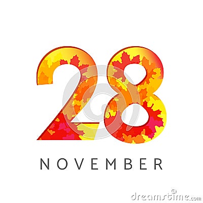 28 numbers autumn logo Vector Illustration