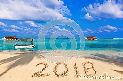 Numbers 2018 on beach Stock Photo