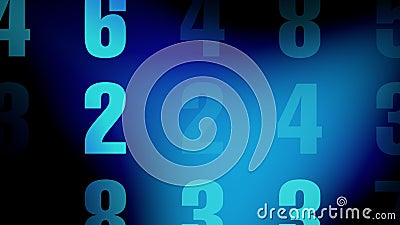 Random numbers on blue exploring algorithmic beauty of numerical data science and counting through captivating design of digital Stock Photo