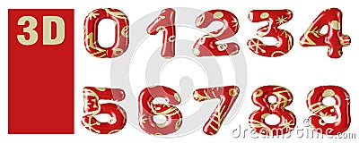 Numbers from christmas pattern balloons isolated on white background Stock Photo