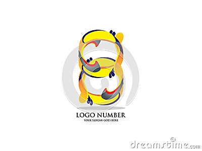 Numbers eight with watercolor. Color overlay style. Vector typeface for labels, headlines, posters, cards etc. Stock Photo