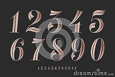 Numbers font. Classical elegant font Vector Illustration