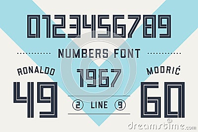 Numbers font. Sport font with numbers and numeric Vector Illustration