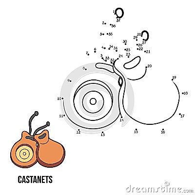 Numbers game for children: musical instruments (castanets) Vector Illustration