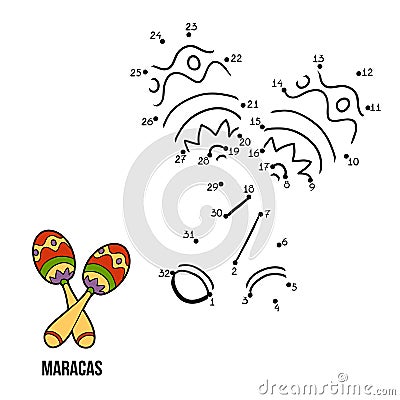 Numbers game for children: musical instruments (castanets) Vector Illustration