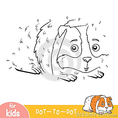 Numbers game, dot to dot game for children, Guinea pig Vector Illustration