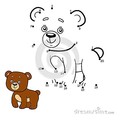 Numbers game, dot to dot (bear) Vector Illustration