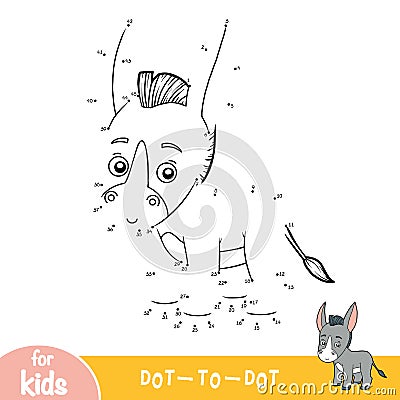 Numbers game, dot to dot game for children, Donkey Vector Illustration