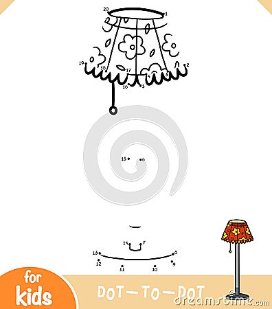 Numbers game, education game for children, Floor lamp Vector Illustration