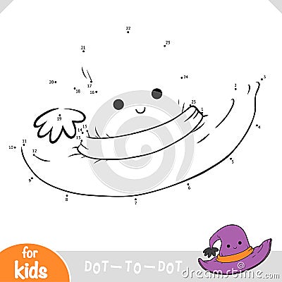 Numbers game, education dot to dot game for kids, Character halloween hat Vector Illustration