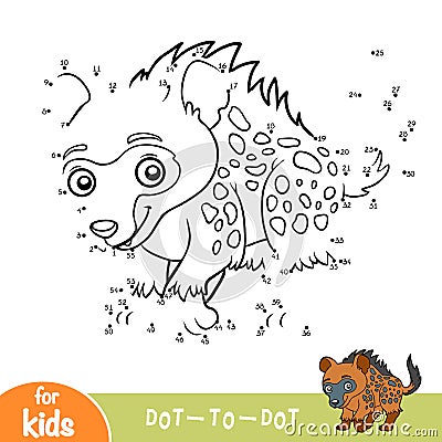 Numbers game, game for children, Spotted hyena Vector Illustration