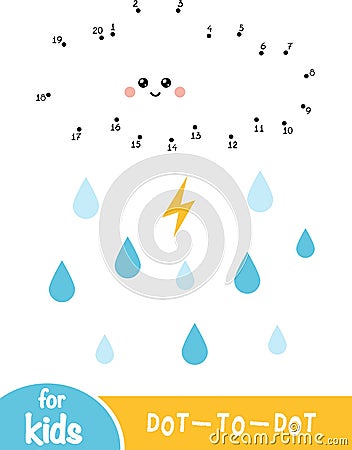 Numbers game, dot to dot game for children, Thundercloud Vector Illustration