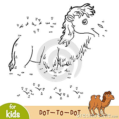 Numbers game, game for children, Two-humped camel Vector Illustration