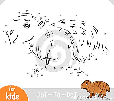 Numbers game, education dot to dot game for kids, Capybara Vector Illustration