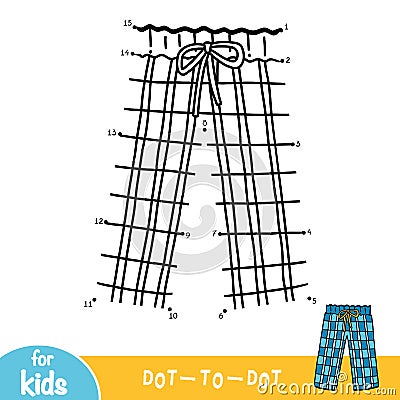 Numbers game, education dot to dot game, Pajama pants Vector Illustration