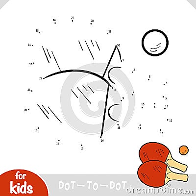 Numbers game, education dot to dot game, Table Tennis Ping Pong Set Vector Illustration