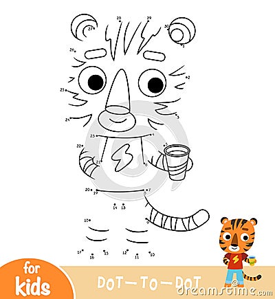 Numbers game, education dot to dot game, Tiger Vector Illustration