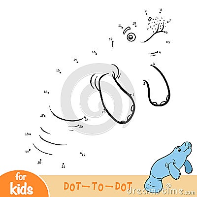 Numbers game, education game for children, Manatee Vector Illustration