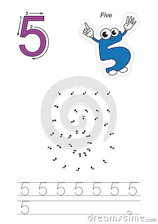 Numbers game for figure Five Stock Photo