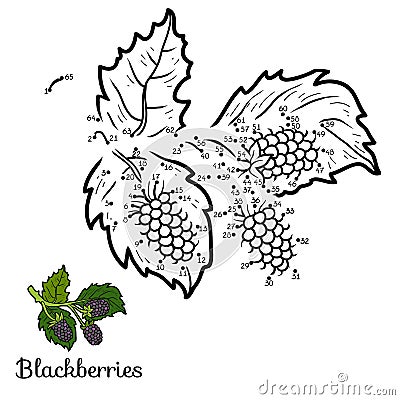 Numbers game: fruits and vegetables (blackberries) Vector Illustration