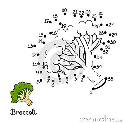 Numbers game: fruits and vegetables (broccoli) Vector Illustration