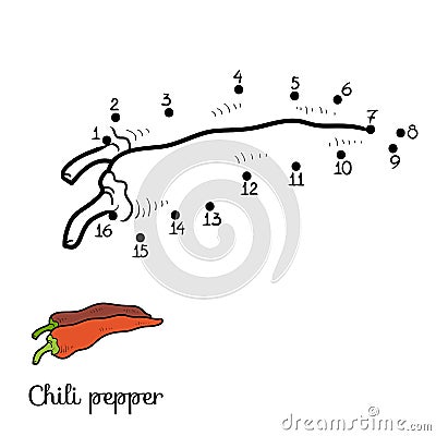 Numbers game: fruits and vegetables (chili pepper) Vector Illustration