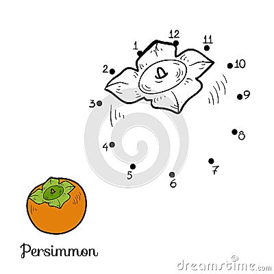 Numbers game: fruits and vegetables (persimmon) Vector Illustration