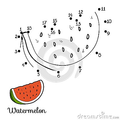 Numbers game: fruits and vegetables (watermelon) Vector Illustration