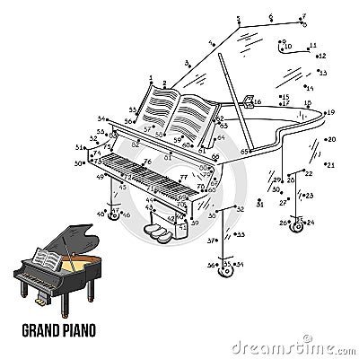 Numbers game: musical instruments (grand piano) Vector Illustration