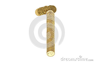 Numbers from the golden coins isolated on white including clipp Cartoon Illustration