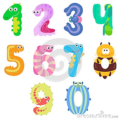 Numbers like insects Vector Illustration