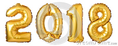 Numbers 2018 made of golden balloons Stock Photo