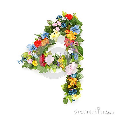 Numbers made of leaves & flowers Stock Photo