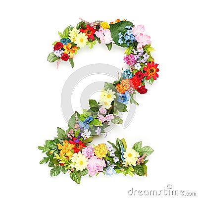 Numbers made of leaves & flowers Stock Photo