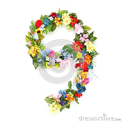 Numbers made of leaves & flowers Stock Photo