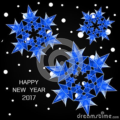 2017 numbers of new year and snow Vector Illustration