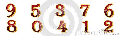 Numbers and Numerals in Circus Style with Volume Funfair Type Symbol Vector Set Vector Illustration